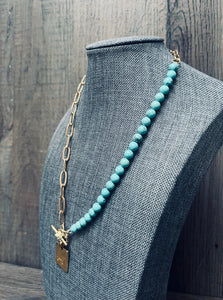 Turquoise Paperclip Livestock Necklace