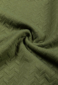 Textured Green Ragland Crewneck Top