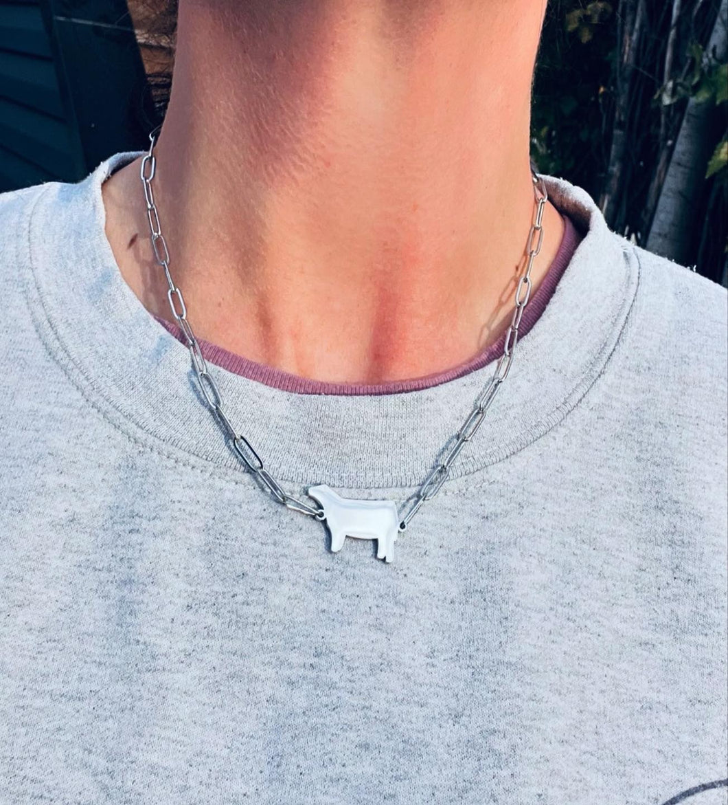 Silver Paper Clip Showstock Necklace - all livestock options available