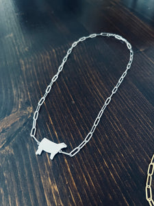 Silver Paper Clip Showstock Necklace - all livestock options available