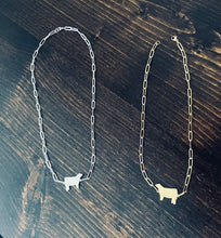 Load image into Gallery viewer, Gold Paper Clip Showstock Necklace - all livestock options available
