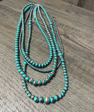 Load image into Gallery viewer, Western Thrquoise 4-layer Navajo Inspired Necklace
