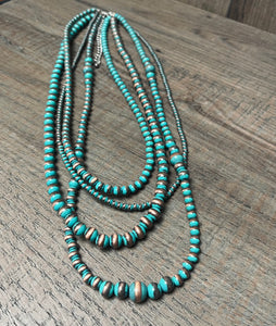 Western Thrquoise 4-layer Navajo Inspired Necklace