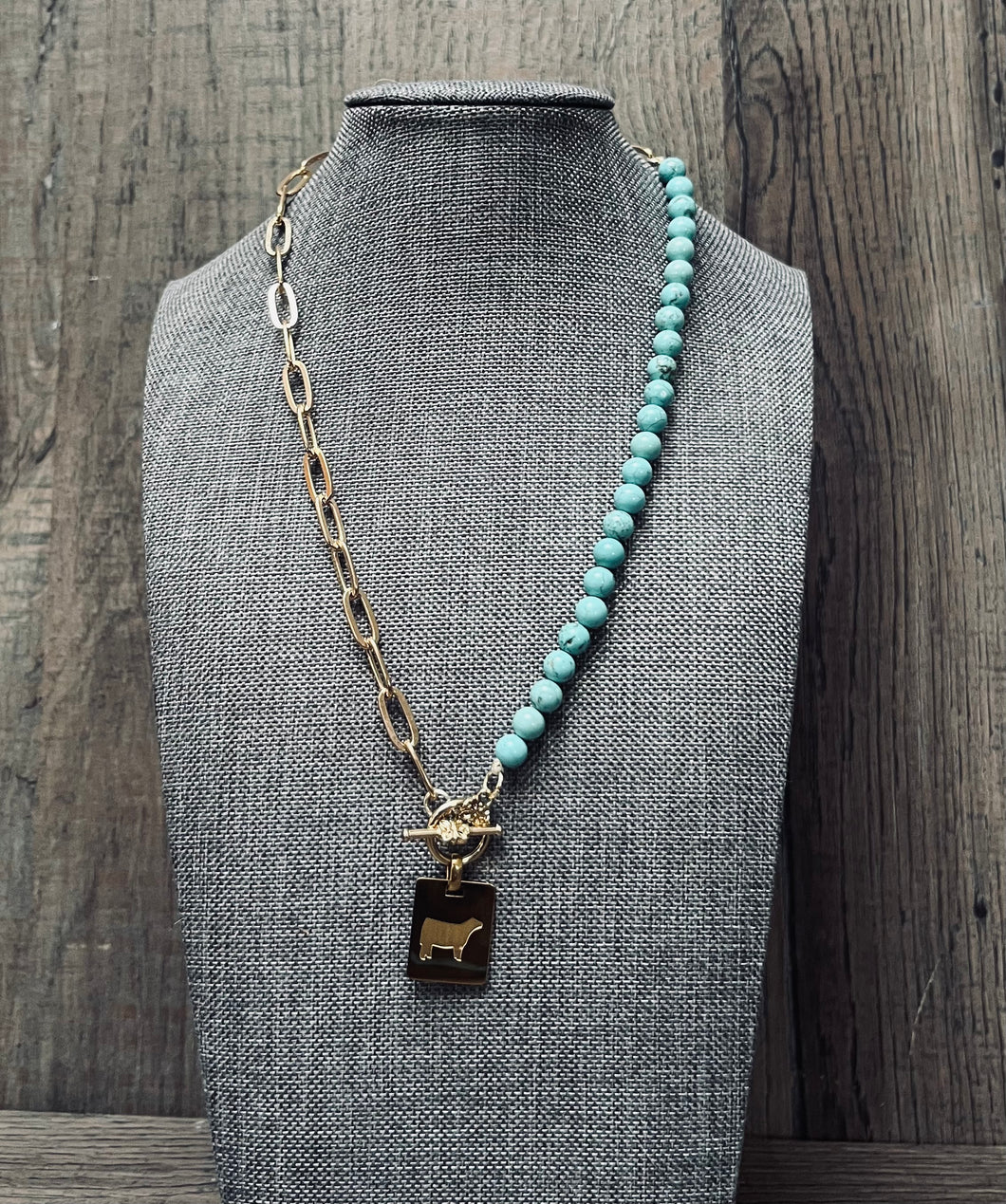 Turquoise Paperclip Livestock Necklace