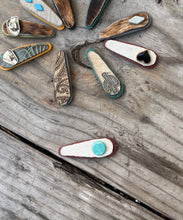 Load image into Gallery viewer, Raw Hide Purple Barrette - Turquoise Stone
