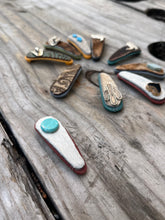 Load image into Gallery viewer, Raw Hide Purple Barrette - Turquoise Stone
