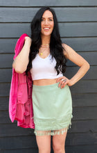 Load image into Gallery viewer, Mint Green Tiered Tassel Skirt
